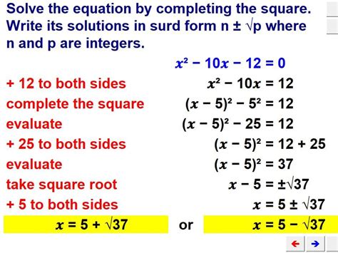 Completing The Square Parabola Completing The Square Worksheet