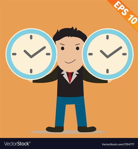 Cartoon Businessman With Time Management Vector Image