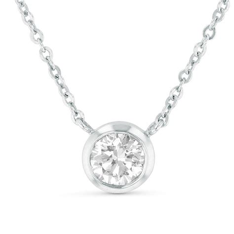 12 Ct Diamond Bezel Set Solitaire Necklace In 14k White Gold Isi2