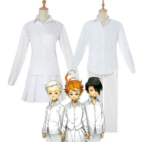 The Promised Neverland Ray Norman Emma Cosplay Costume White Top Skirt Pants Set Ebay