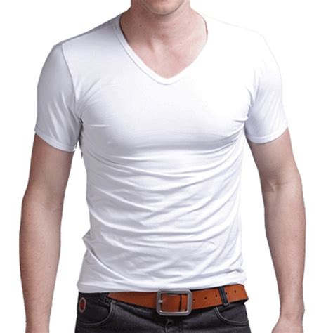 Mens Tops Tees Summer New Cotton V Neck Short Sleeve T Shirt Men