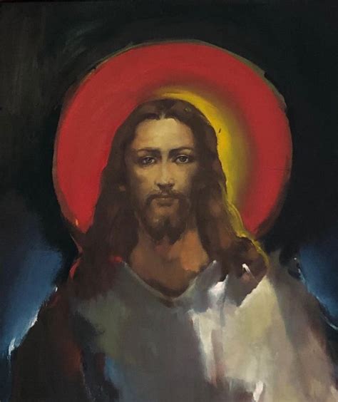A Painting Of Jesus With A Red Hat