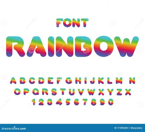 Rainbow Font Rounded Abc Multicolored Letters Stock Vector
