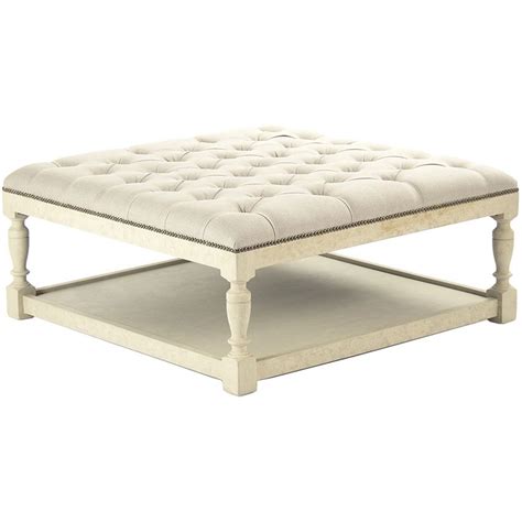 Coffee table ottoman modern button tufted leather chair footstool. Distressed Off White Square Tufted Ottoman | Ottoman ...