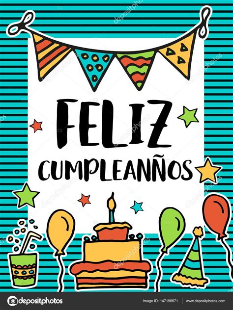 Feliz Cumpleanos Happy Birthday Greeting Written In Spanish Language