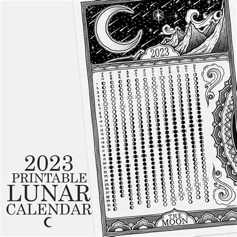 2023 Printable Lunar Calendar Geometryptamine