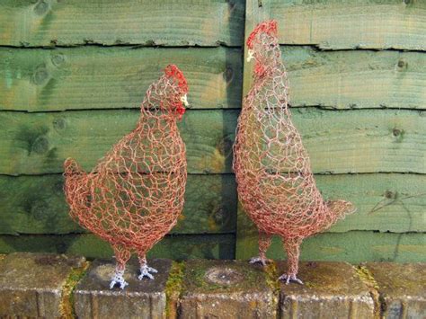 Brown Hen Chicken Wire Sculpture Garden Ornament Indoor Etsy
