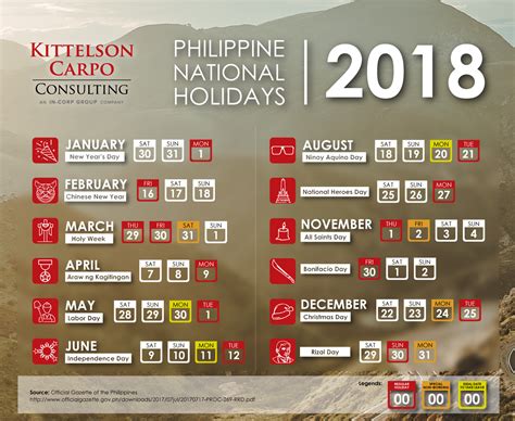 Philippine National Holidays For 2018 Kittelson And Carpo Consulting