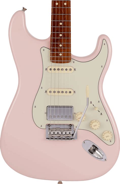 fender limited edition mij hybrid ii strat hss in shell pink with roasted maple neck andertons