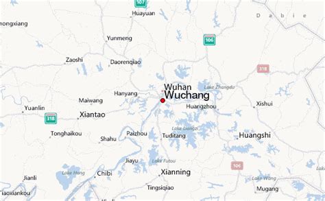 Each day includes a dominant weather description with icon, the maximal chance of rain or snow, air temperature, and wind ranges. Wuchang, China Weather Forecast