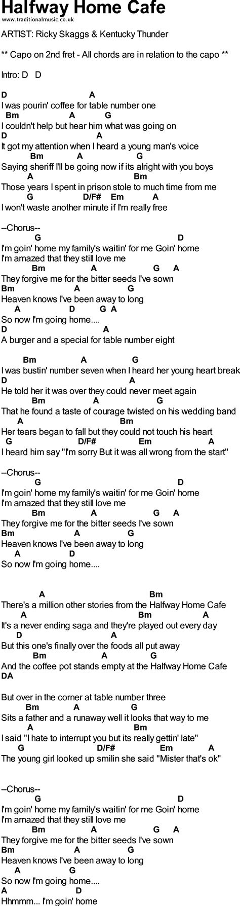 Bluegrass songs with chords - Halfway Home Cafe