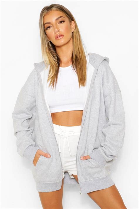 Basic Soft Mix And Match Zip Through Hoodie Boohoo In 2021 Hoodies