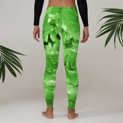 Green Rose Tights Floral Women S Long Casual Leggings Running Tights