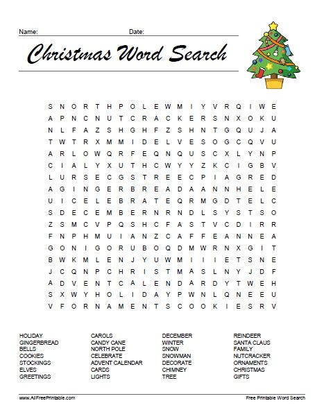Free Printable Christmas Word Search Printable Blog