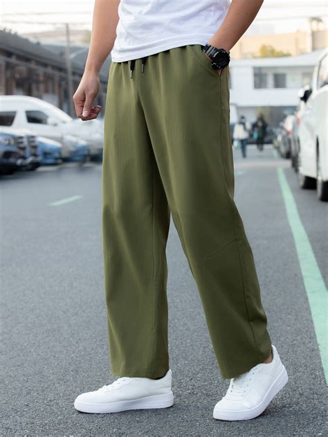 Manfinity Hypemode Men Solid Drawstring Waist Straight Leg Pants