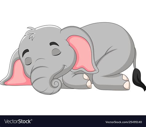Illustration Of Cartoon Elephant Sleeping On White Background Download