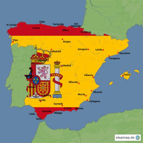 Karte in voller grösse anzeigen: StepMap - Spanien - Landkarte für Spanien