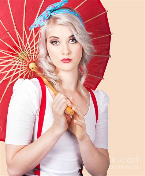 Dreamy Blond Pin Up Woman With Parasol Old Style Photograph By Jorgo Photography Fine Art America