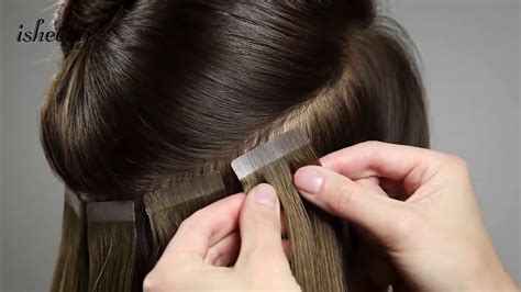 How To Install Tape Hair Extensions Isheeny Remy Tape Hair Youtube