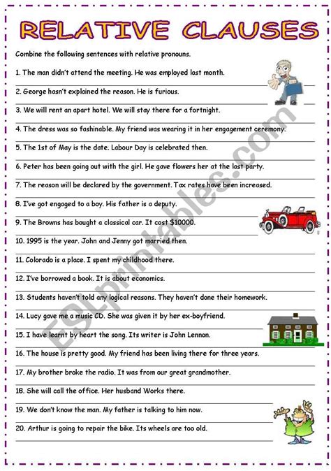 Relative Clauses Exercises Printable Richard Spencers English Worksheets