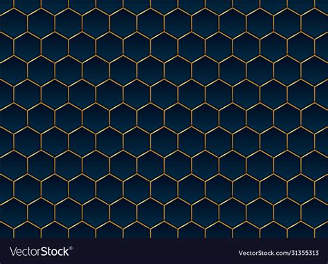 Abstract Blue And Gold Hexagon Pattern Background Vector Image