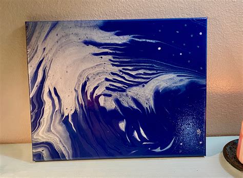 Midnight Blue Acrylic Pour Painting Etsy