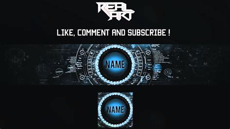 Free PSD : Youtube Banner Template #2 - RealArt - YouTube