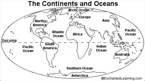 Continents And Oceans Quiz Printout