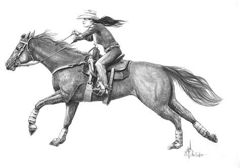 Cowgirl Full Out Drawing By Murphy Elliott Fine Art America