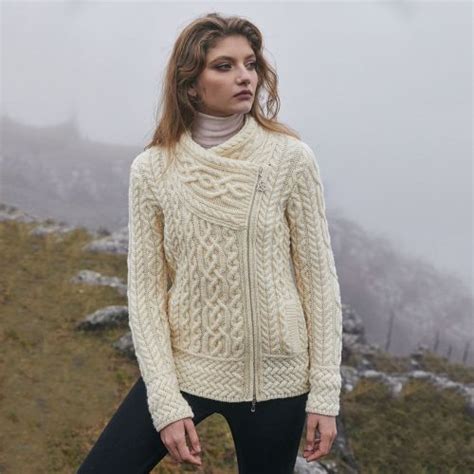 Cable Knit Cardigan With Side Zip Aran Sweaters Direct