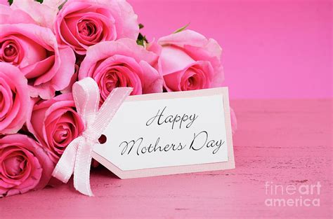 Happy Mothers Day Pink Roses Background Photograph By Milleflore