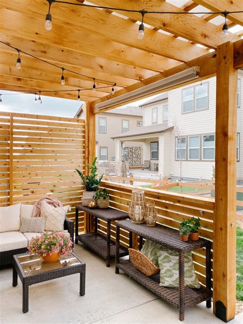 Diy Pergola How To Build A Pergola On A Patio With Wood Slat Privacy