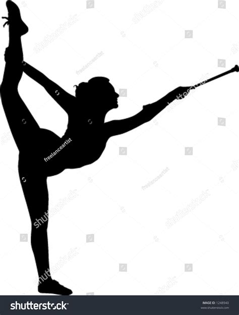 Silhouette Gymnast Twirling Baton Vector Có Sẵn Miễn Phí Bản Quyền