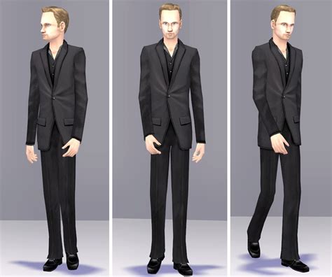 Mod The Sims Simply Elegant Black Suit For Adult Male Sims 2 Male