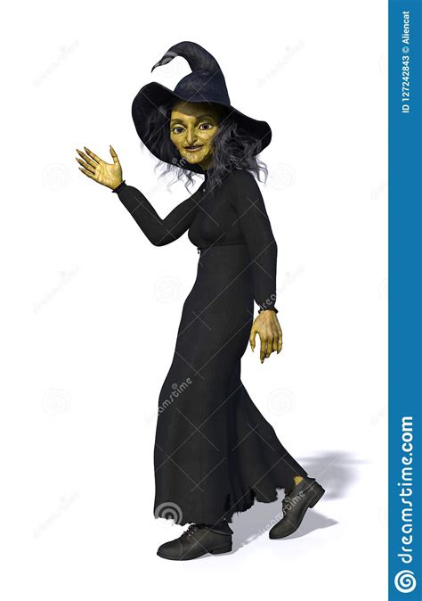 Toon Witch Waving stock illustration. Illustration of rendered - 127242843