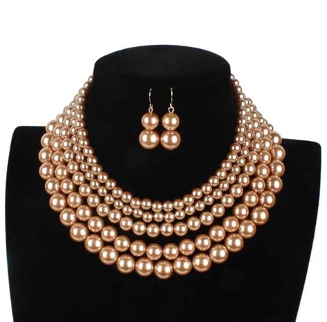 Colors Costume Pearl Jewelry Sets Necklace And Earings Prom Jewelry Rows FromOcean Com