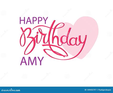 Birthday Greeting Card With The Name Amy Elegant Hand Lettering And A