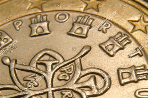 Portuguese Euro Coin Extreme Closeup Editorial Stock Photo Stock