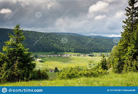Landscape Of The Small Vllage In The Green Mountain Stock Photo Image