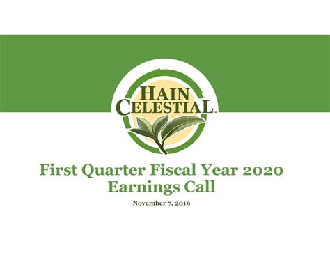 The Hain Celestial Group Inc 2020 Q1 Results Earnings Call