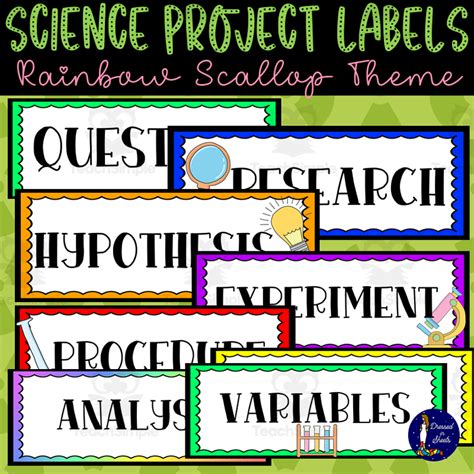 Science Project Labels Rainbow Scallop Theme By Teach Simple