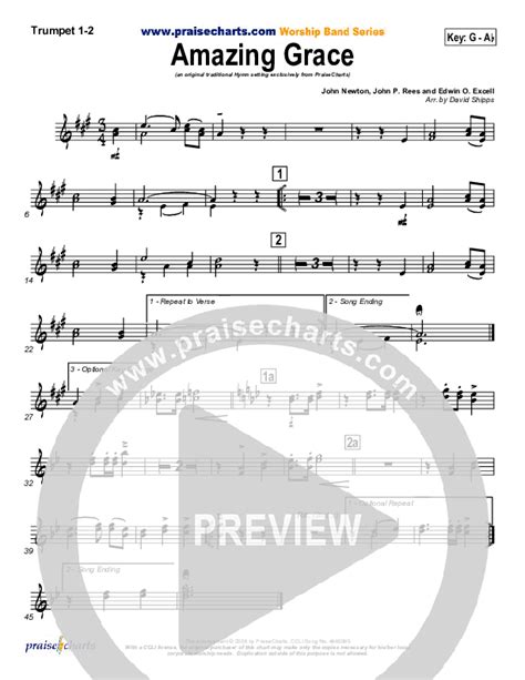 Amazing Grace Trumpet Sheet Music Pdf Praisecharts Traditional Hymn