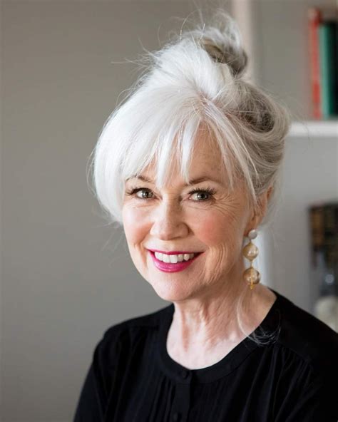 Pin By Suzette Richardson On Hairstyles Grey Hair With Bangs Long