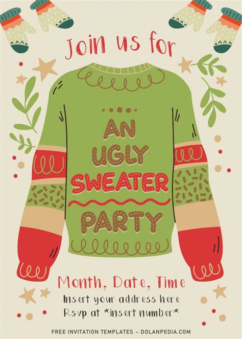 Free Christmas Ugly Sweater Drive By Birthday Party Invitation