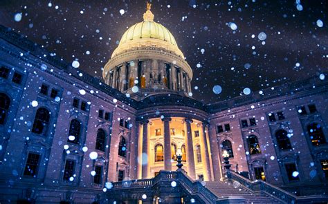 Free Download Usa Madison Wisconsin Capitol Snowflakes Hd Wallpaper