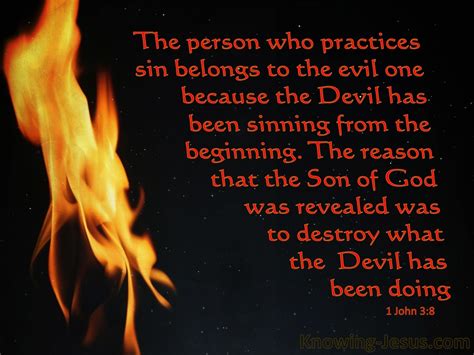 1 John 38 He Who Practices Sin Belongs To The Evil One Red