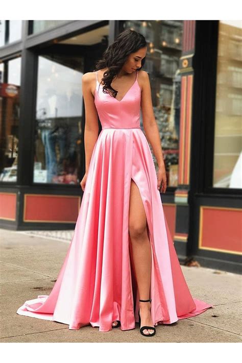 A Line Spaghetti Straps V Neck Long Prom Dresses Formal Evening Gowns 601854 Fancy Dresses