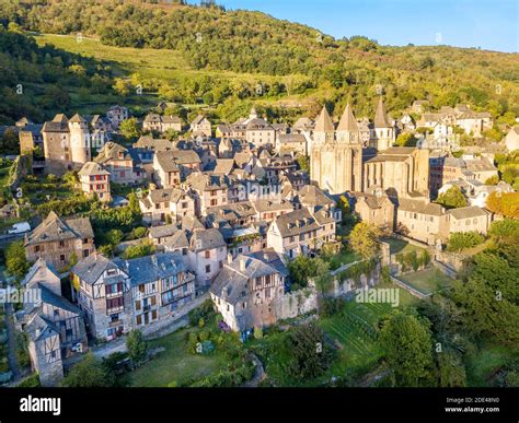 Aerial View Of The Medieval Village Of Conques In France It Shows