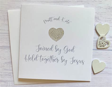 Personalised Christian Wedding Card With The Words Joined Etsy