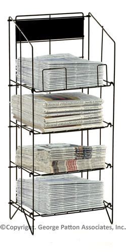 4 Tiered Wire Newspaper Rack For Floor With Separate Header Black